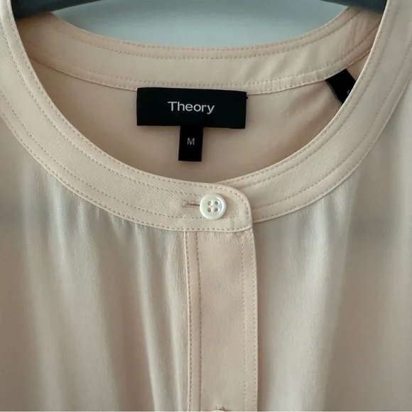 NEW Theory Damaris Pearl Pink Silk Blouse, Size Medium - Picture 6 of 7